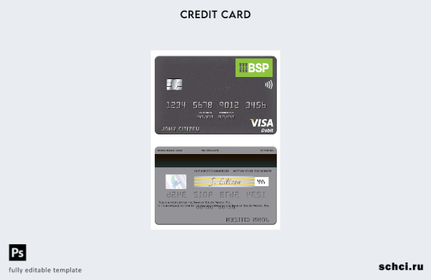 скачать в цифровом формате шаблон дебетовой карты Visa Bank of South Pacific Fij